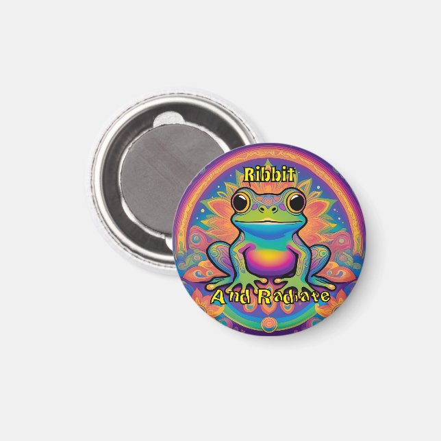 Ribbit and Radiate Frog - Boho Psychedelic Groovy Magnet (Front/Back)