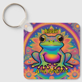 Ribbit and Radiate Frog - Boho Psychedelic Groovy Nyckelring