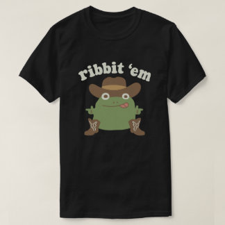 Ribbit Em Cowboy Groda Finger Guns Meme T Shirt