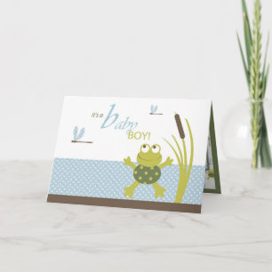 Ribbit Frog and Dragonfly Baby Shower Inbjudan