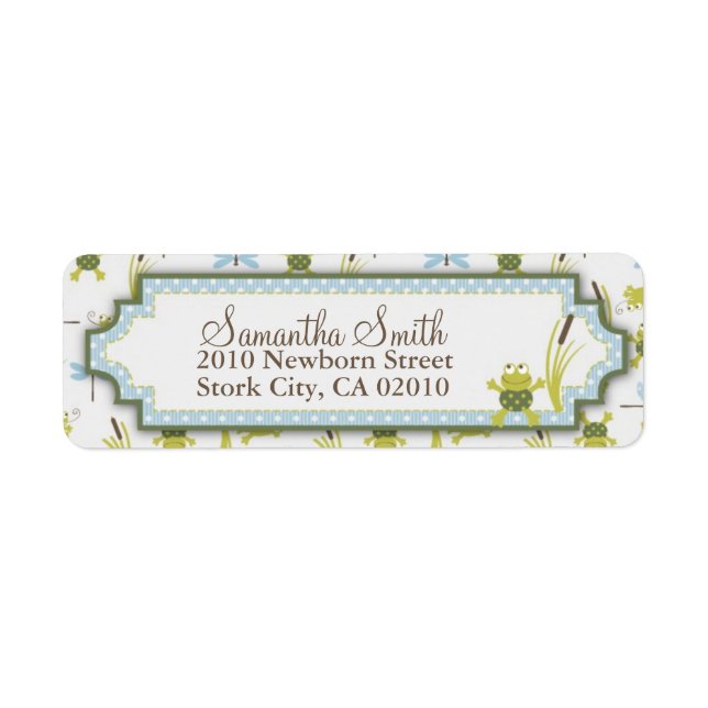 Ribbit Frog and Dragonfly Returadress Etikett (Framsidan)