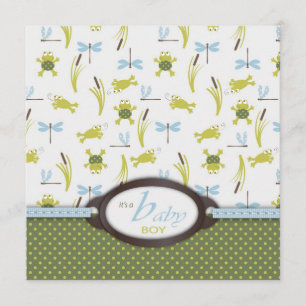 Ribbit Groda och Trollslända Baby Shower Inbjudningar