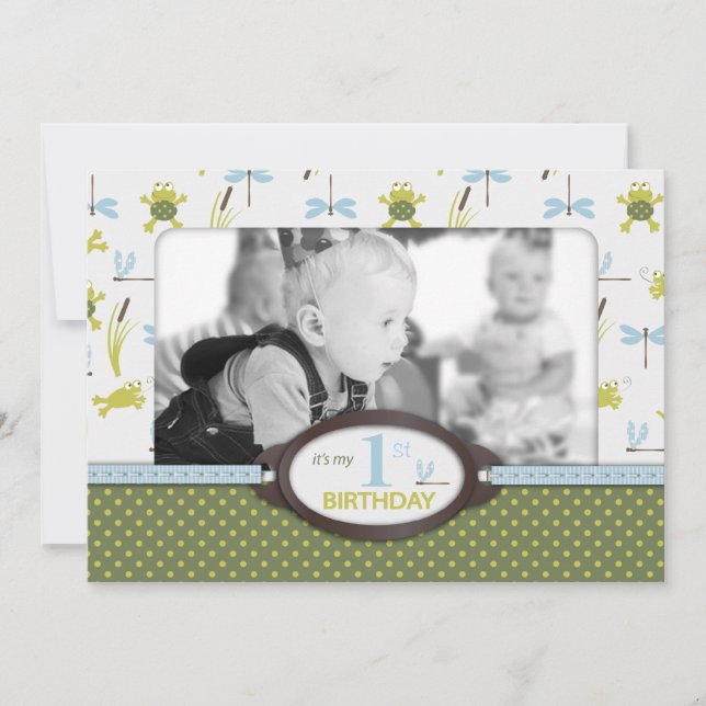 Ribbit Swimming Frog Birthday Inbjudan A7-B (Framsida)