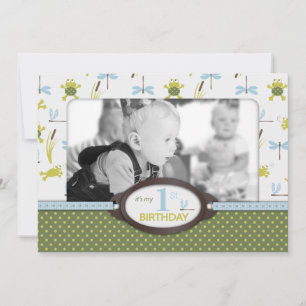 Ribbit Swimming Frog Birthday Inbjudan A7-B
