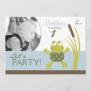 Ribbit Swimming Frog Birthday Inbjudan A7-C