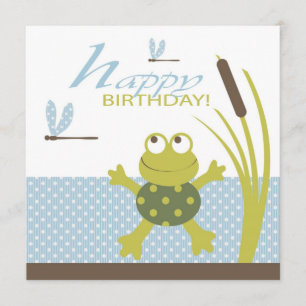Ribbit Swimming Frog Birthday Kort