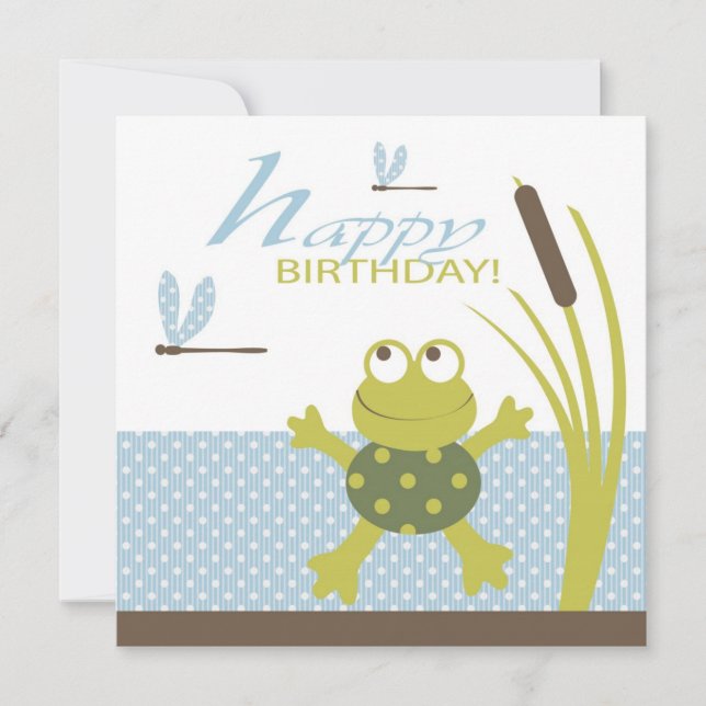 Ribbit Swimming Frog Birthday Kort (Framsida)