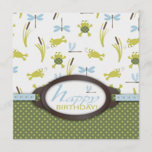 Ribbit Swimming Frog Birthday Kort