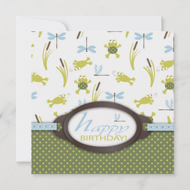 Ribbit Swimming Frog Birthday Kort (Framsida)