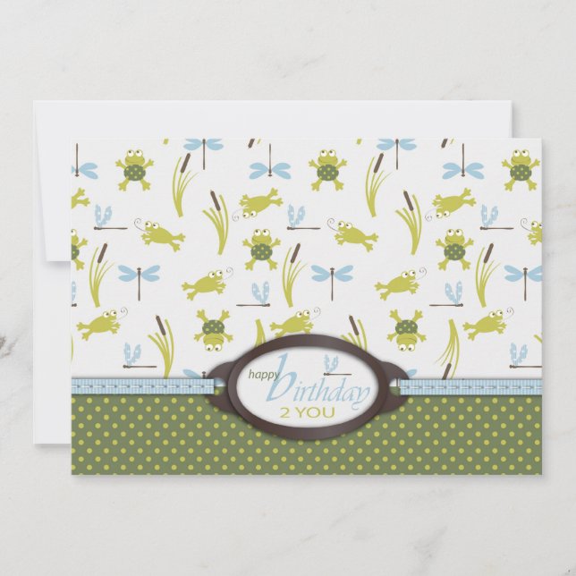 Ribbit Swimming Frog Birthday Kort (Framsida)