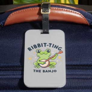 Ribbit to the Banjo ,Cute Frog Spela Music Bagagebricka