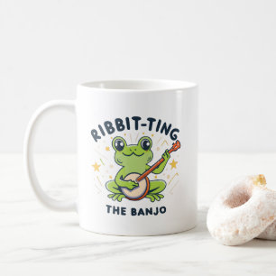 Ribbit to the Banjo ,Cute Frog Spela Music Kaffemugg