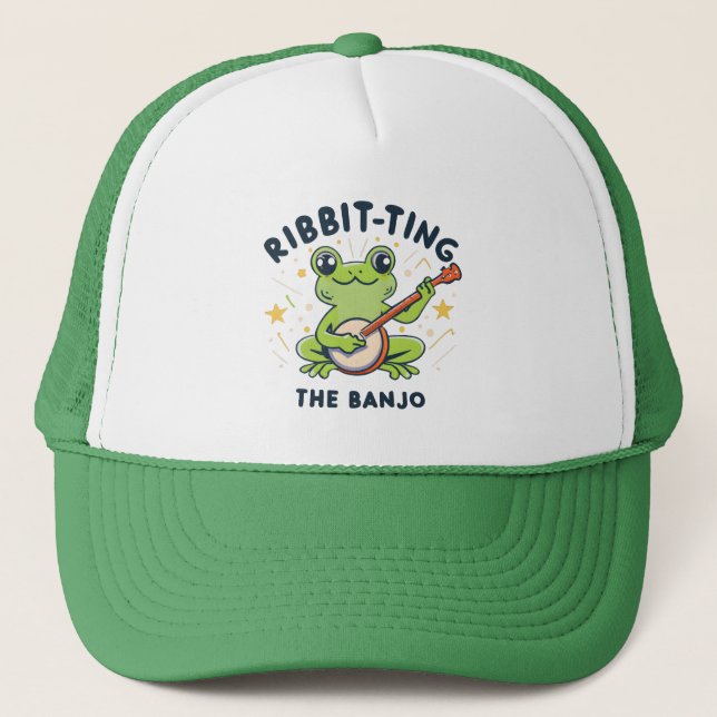 Ribbit to the Banjo ,Cute Frog Spela Music Keps (Framsida)