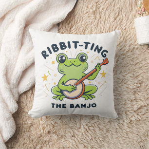 Ribbit to the Banjo ,Cute Frog Spela Music Kudde