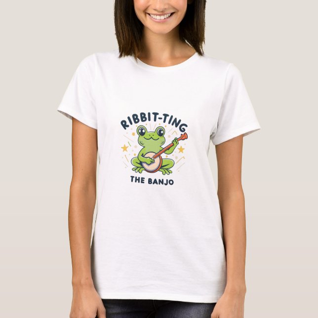 Ribbit to the Banjo ,Cute Frog Spela Music T Shirt (Framsida)