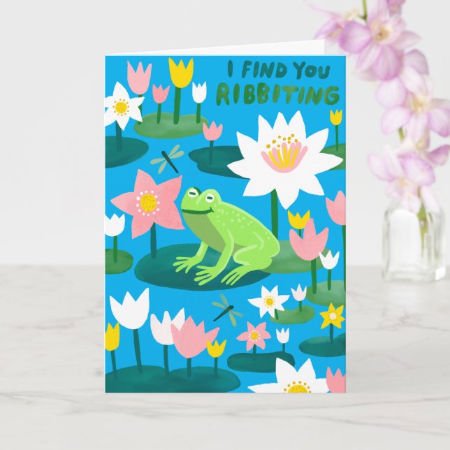 RIBBITANDE Söt Groda Valentine Whimsical Rolig Kort (Orkide)