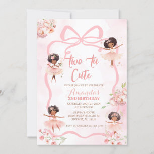 Ribbon African Ballerina Two Tu Cute Birthday Inbjudningar