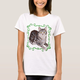 Ribbon American Shorthair Tabby katt Grönt Tee