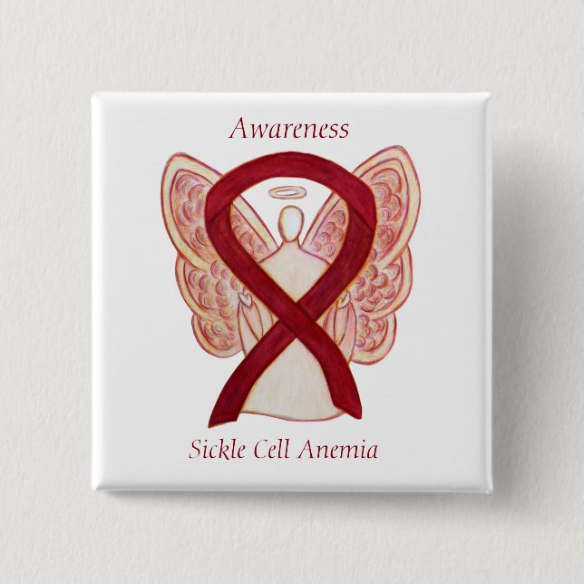 Ribbon Angel Buttons-knappar för sicklecellanemi Knapp (Framsida)
