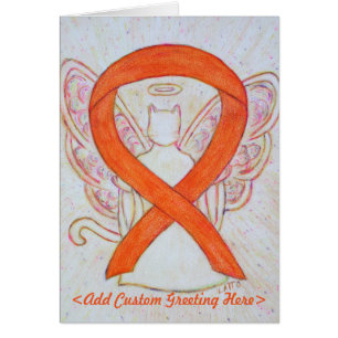 Ribbon Angel-hälsningskort för orange Kattmedveten Hälsningskort