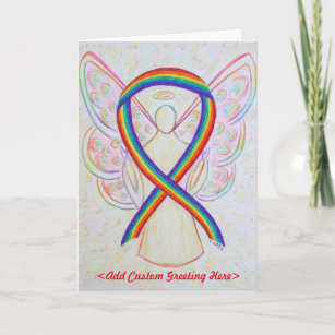 Ribbon Angel-hälsningskort för regnbågsmedvetande Kort