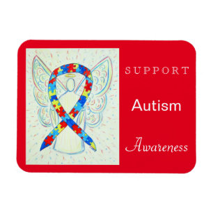 Ribbon Angel Magnet - medvetenhet om autism