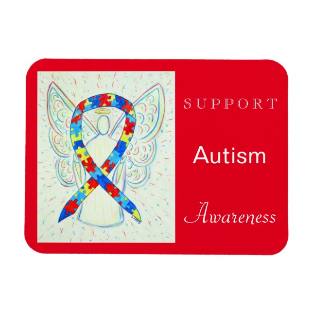 Ribbon Angel Magnet - medvetenhet om autism (Horisontell)