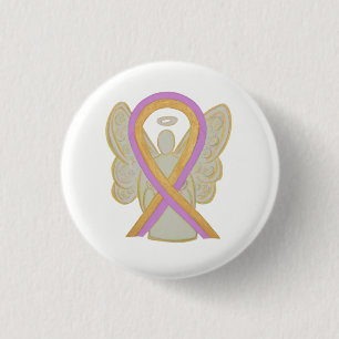 Ribbon Angel Pin Buttons för rosa och Guld Knapp