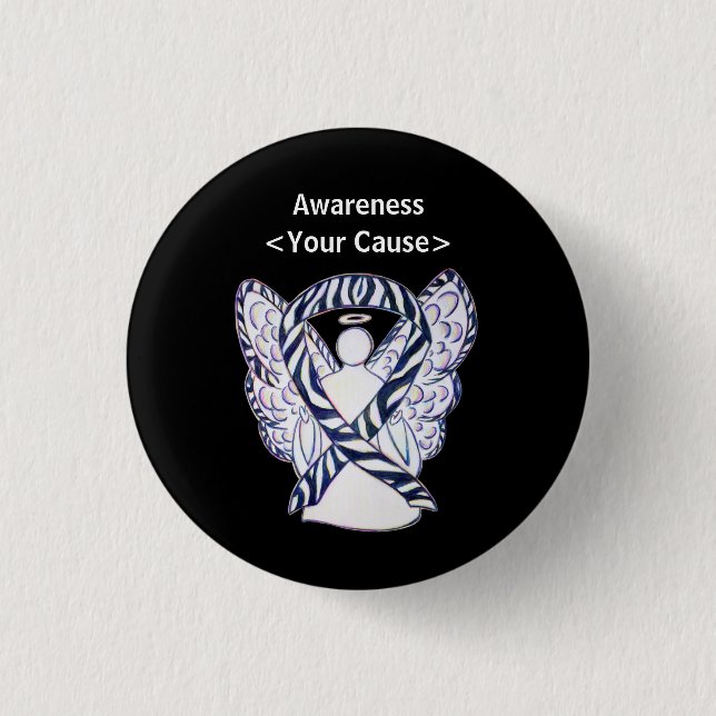 Ribbon Angel Pin Buttons från Zebra Rand Knapp (Framsida)