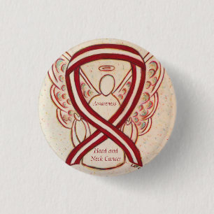Ribbon Angel Pin med cancer i huvud och Nacke Knapp