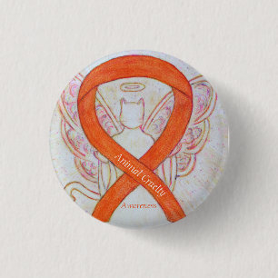 Ribbon Angel Pin Orange Awareness Knapp