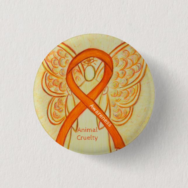 Ribbon Angel Pin Orange Awareness Knapp (Framsida)