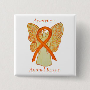 Ribbon Angel Pin rädda djuren Orange Awareness Rib Knapp