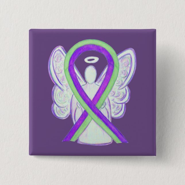 Ribbon Angel Stift, som är grönt och Lila Knapp (Framsida)