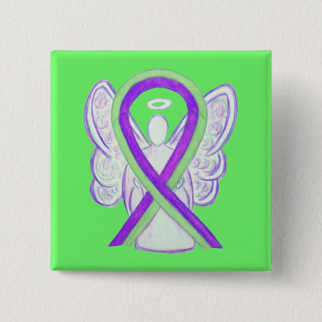 Ribbon Angel Stift, som är grönt och Lila Knapp (Framsida)