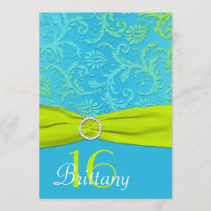 RIBBON Aqua, Lime Sweet 16 Inbjudan
