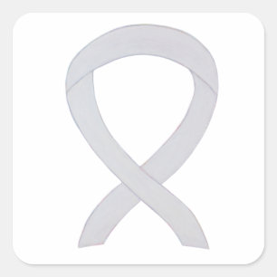 Ribbon Art Decal-streck för vit medvetenhet Fyrkantigt Klistermärke