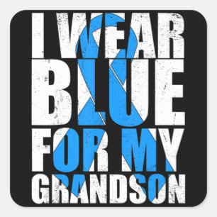 "Ribbon Autism I Bära Blue for My Grandson Autism Fyrkantigt Klistermärke