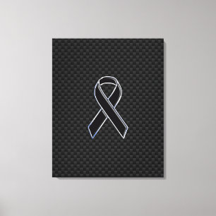 Ribbon Awareness Svart Kolfiber Canvastryck