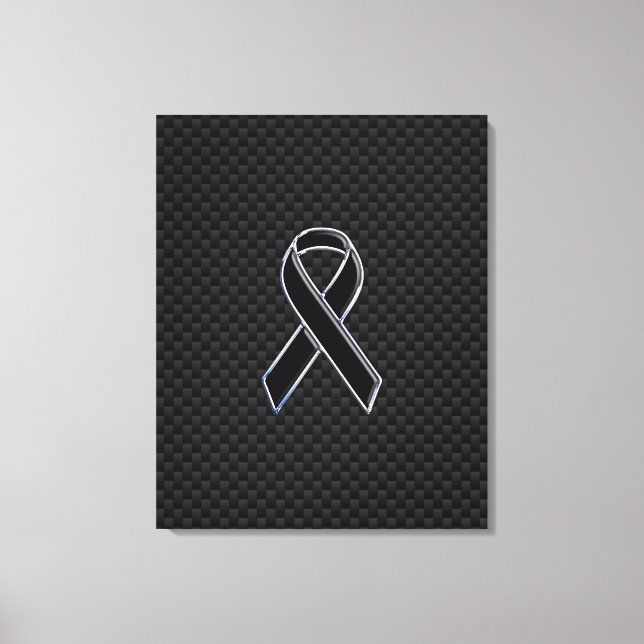 Ribbon Awareness Svart Kolfiber Canvastryck (Framsida)