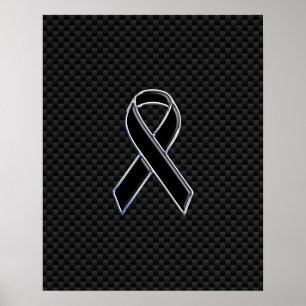 Ribbon Awareness Svart Kolfiber Poster