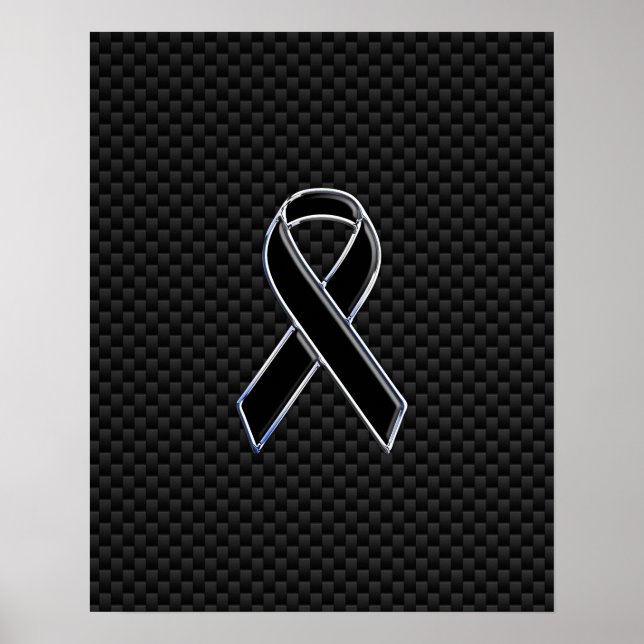 Ribbon Awareness Svart Kolfiber Poster (Framsidan)