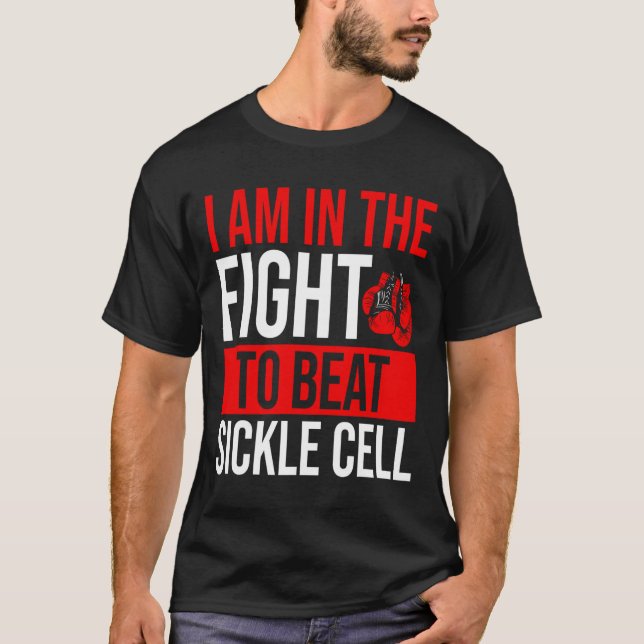 Ribbon Beat Disease Warrior för sicklecellmedveten T Shirt (Framsida)