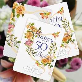 Ribbon Birthday guld Ro Julkort