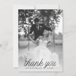 Ribbon Black Script Minimalist Wedding Photo Tack Kort