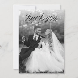 Ribbon Black Script Top Minimalist Wedding Photo Tack Kort
