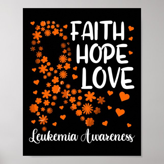 Ribbon Blood Cancer Faith Hope Kärlek Leukemia Awa Poster (Framsidan)