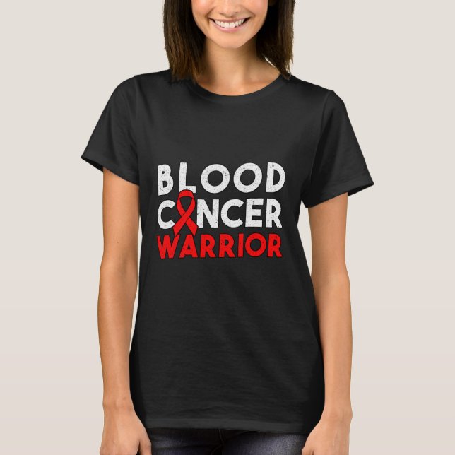 Ribbon Blood Cancer Warrior T Shirt (Framsida)