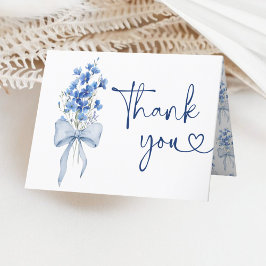 Ribbon Bow Blue Delphinium Nåt blått Bröllop Tack Kort