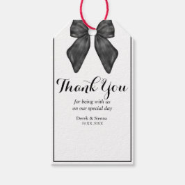 Ribbon Bow Classical Black & White Bröllop Gift Presentetikett